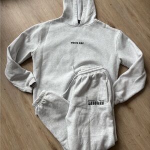 White Fox Gray Hoodie and Sweatpants Set